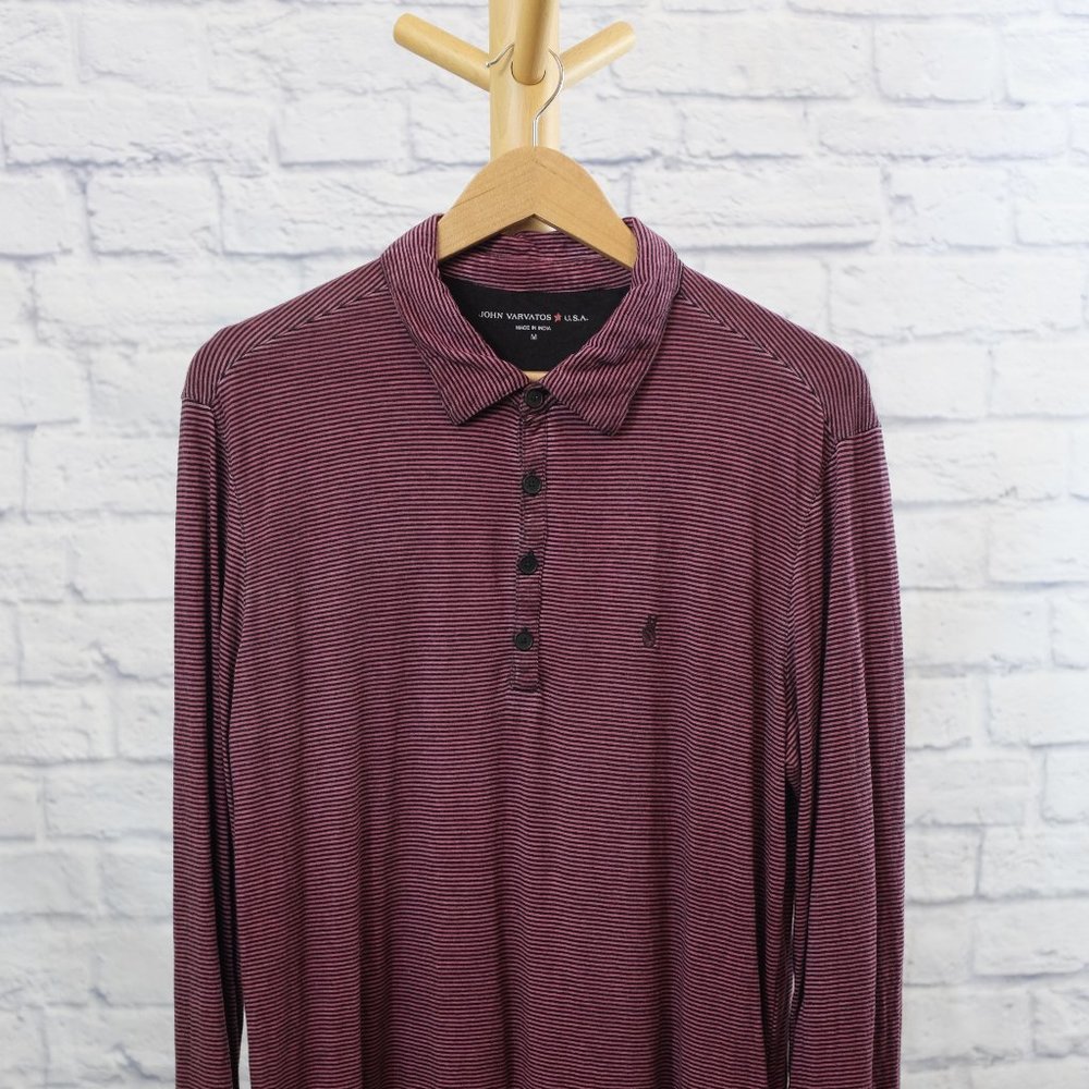 Men's Stripe Long Sleeve Polo